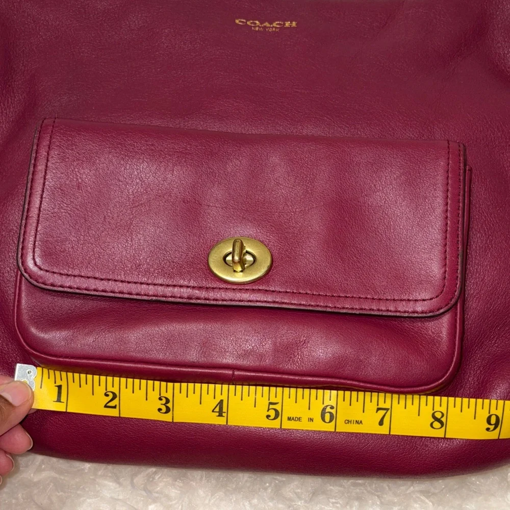 Coach Dark Red Leather Shoulder Bag with Tassels - Picture 4 of 10